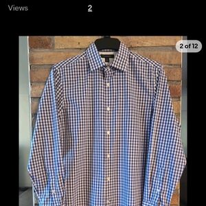 Banana Republic Custom 078 Wash Shirt Mens Med Camden Fit Blue Check Med